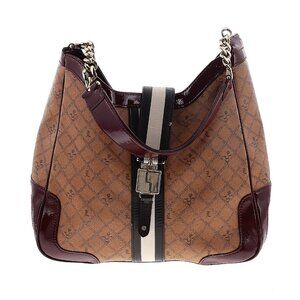 L.A.M.B. Shiney Maroon and Tan Lux Y2K Gwen Stefani Shoulder Bag